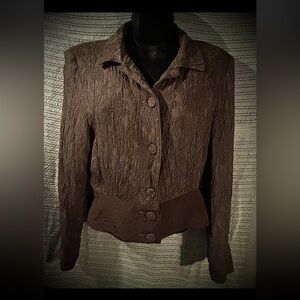 Elegant Vintage Brown Lined Silk Blazer